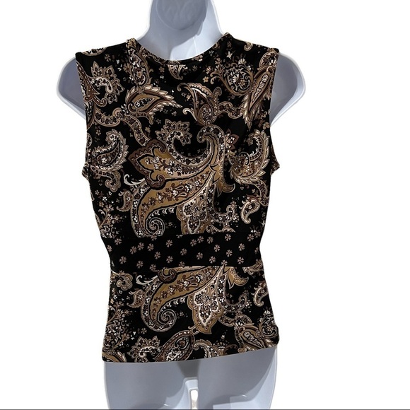 BCBGMaxAzaria Tank Top Paisley mixed pattern Size M - Picture 4 of 7